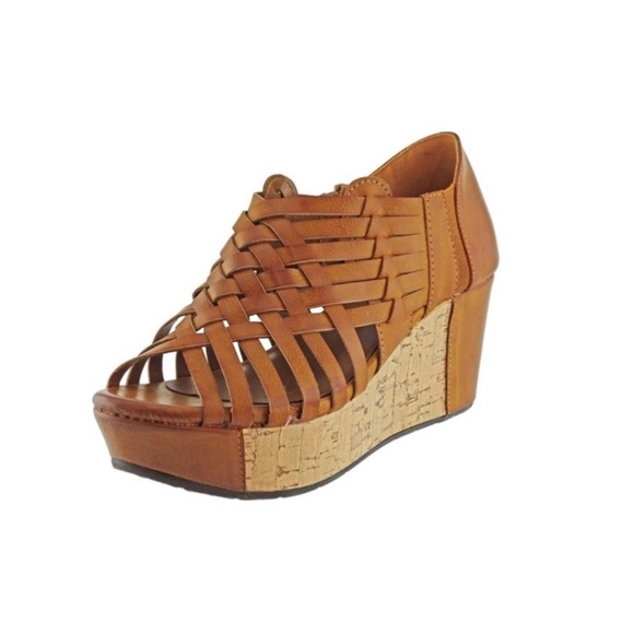 Vegan Leather Criss Cross Sandals - Picture 1 of 9